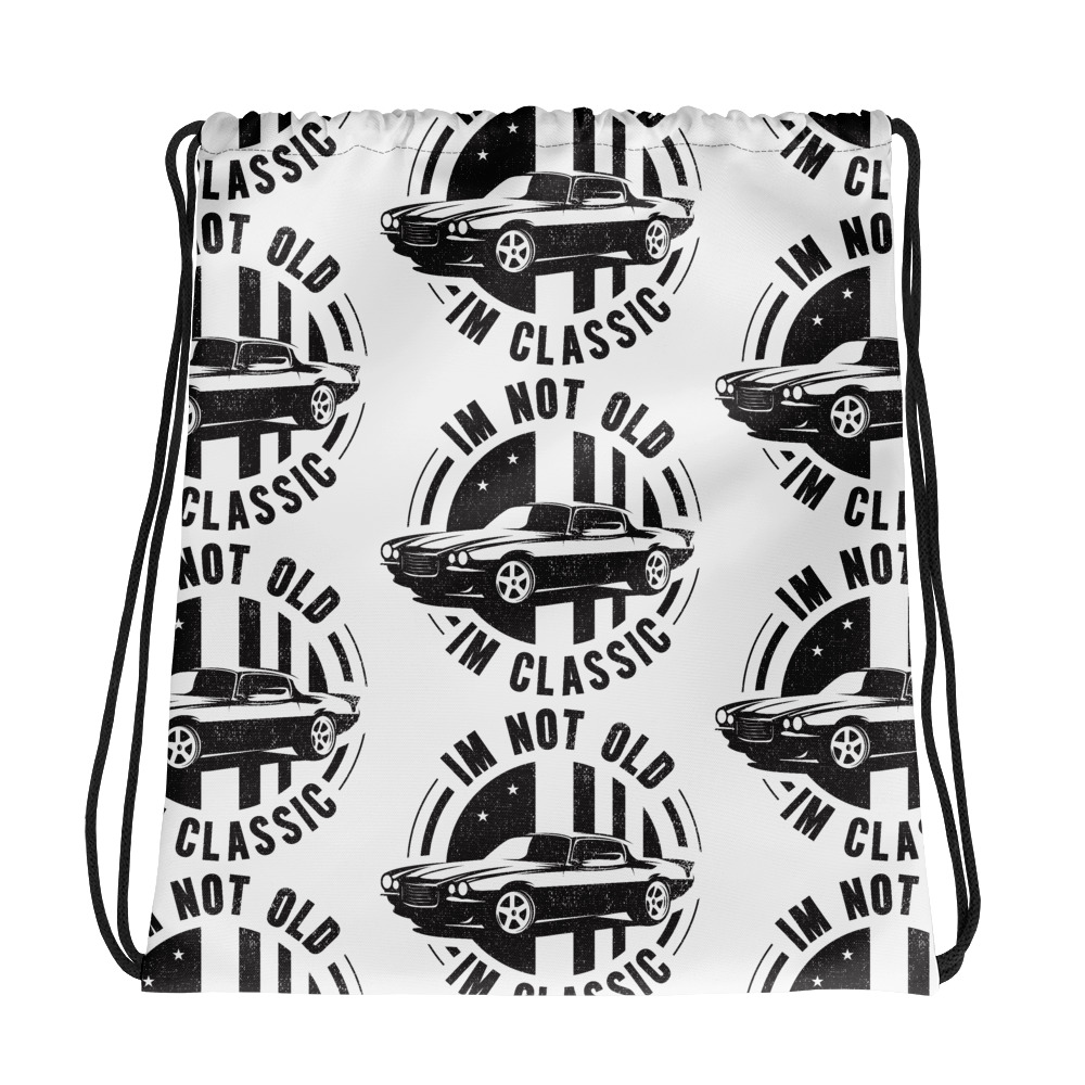 Drawstring Back with All-Over Classic Car Print