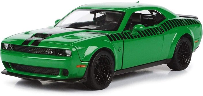 2018 Dodge Challenger SRT Hellcat Widebody Green with Black Stripes GT Racing Series 1/24 Diecast Model Car by Motormax 73786 