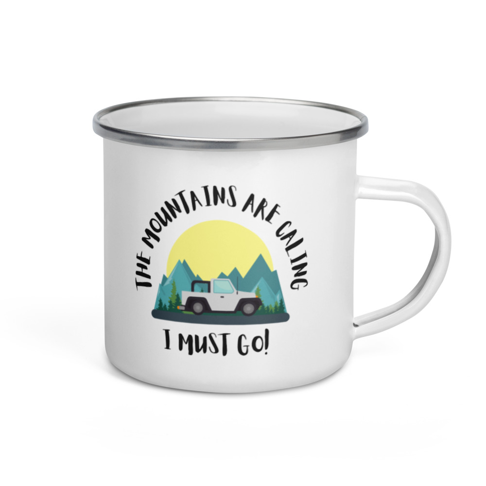 White Camping Mug, Enamel Camping Mug